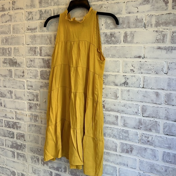 Bundle of 2 Women’s High Neck Mini Tiered Spring Dresses Green Yellow Size Small - Picture 7 of 10